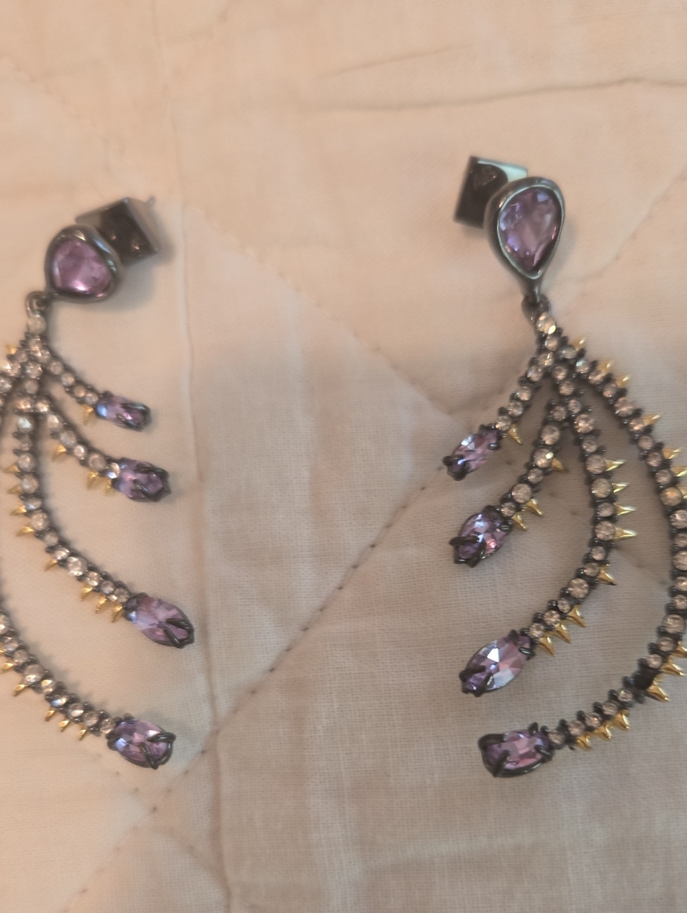 Alexis Bittar Purple Crystal Fan Chandelier Earrings